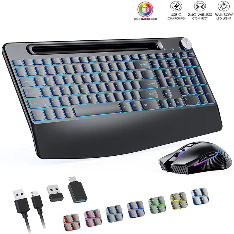 Laptop Accessories Combo - 2.4G&Type-C Wireless Keyboard Mouse Combo with