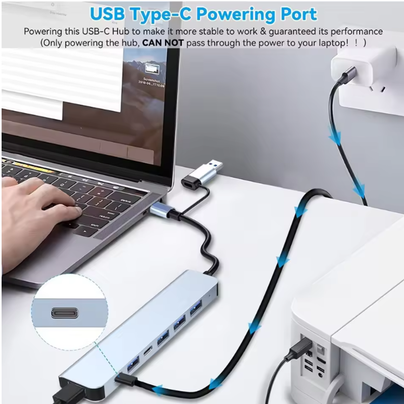 7 Ports USB A C Hub Concentrat - Laptop Accessories For Programmers reseña y precio