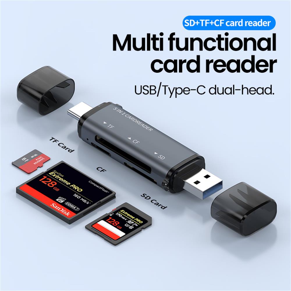 5 IN 1 USB Card Reader Type C  - Laptop Accessories For Programmers reseña y precio