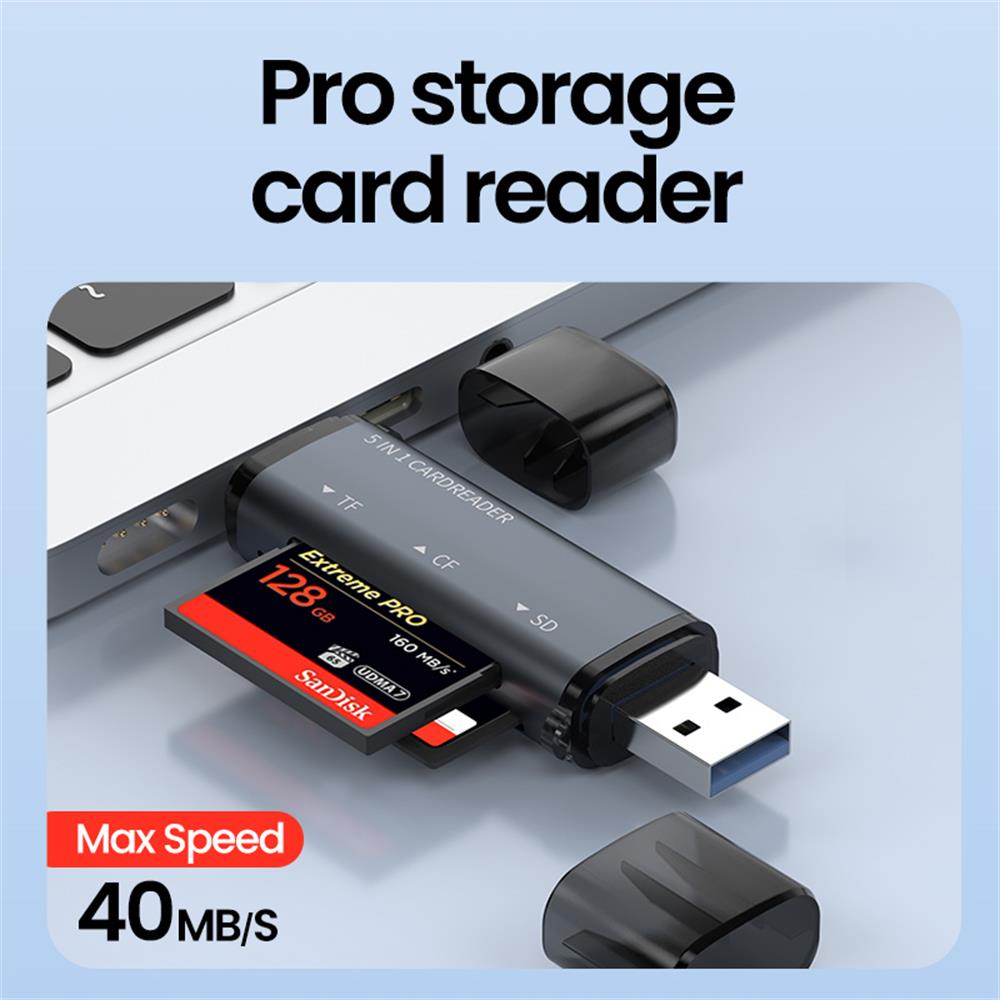 5 IN 1 USB Card Reader Type C  - Laptop Accessories For Programmers reseña y precio